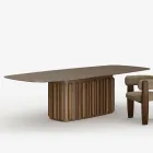 300 cm skleněný stůl s kovovou podnoží, vyrobeno v Itálii - Lunaria Viadurini