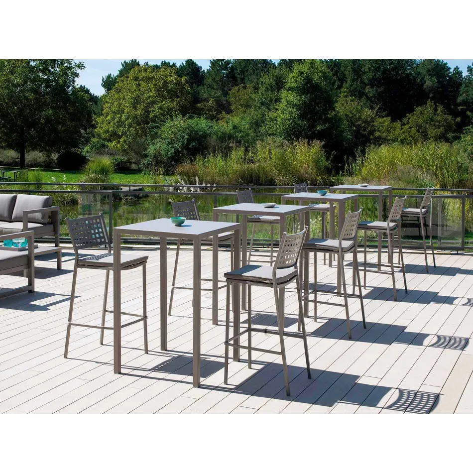 Čtvercový barový stůl z lakovaného kovu vyrobený v Itálii - Kuba Viadurini