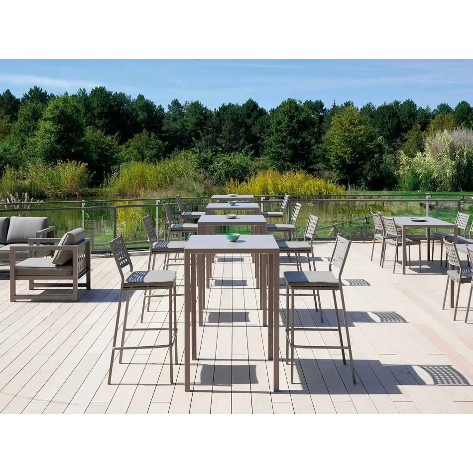 Čtvercový barový stůl z lakovaného kovu vyrobený v Itálii - Kuba Viadurini