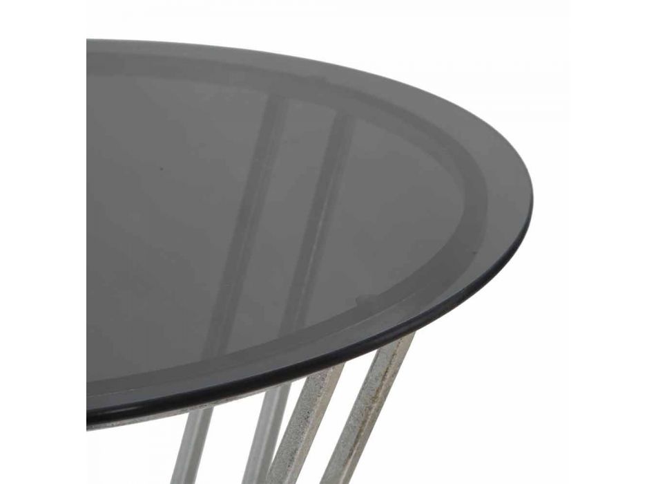 Moderní designový kulatý barový stůl ze železa a skla - Benita Viadurini