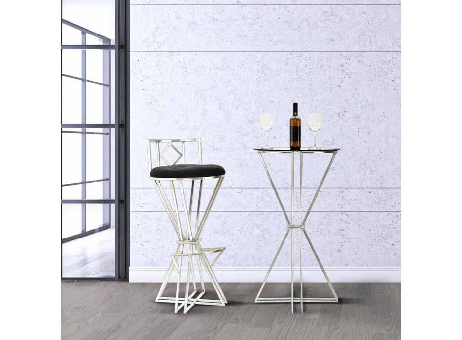 Moderní designový kulatý barový stůl ze železa a skla - Benita Viadurini