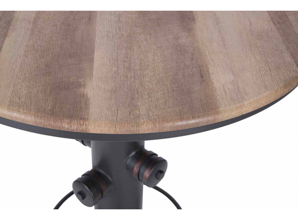 Kulatý stůl v průmyslovém stylu v designu železa a dřeva - Niv Viadurini