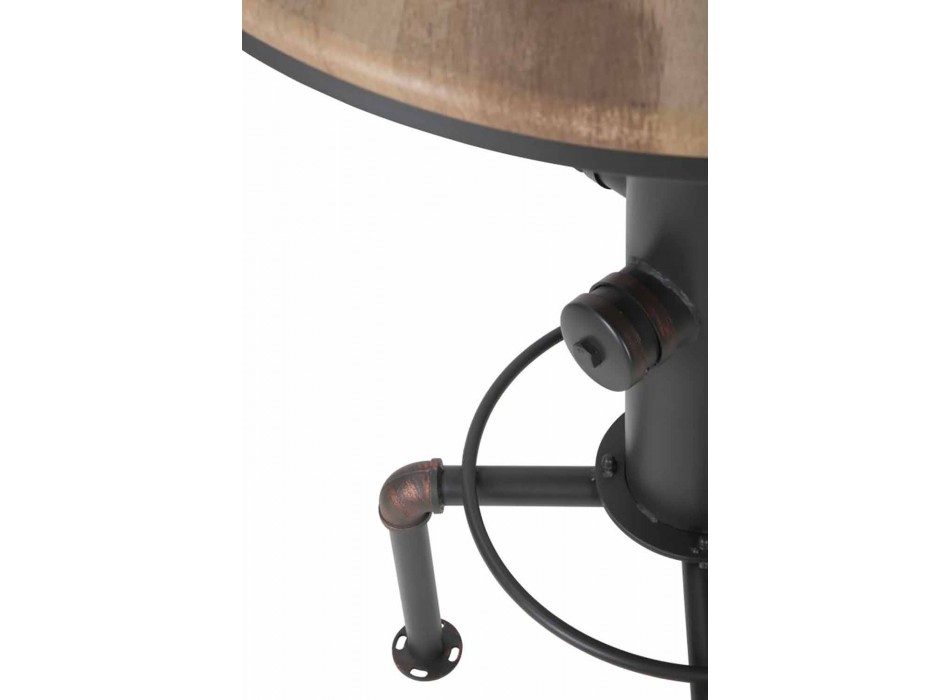 Kulatý stůl v průmyslovém stylu v designu železa a dřeva - Niv Viadurini