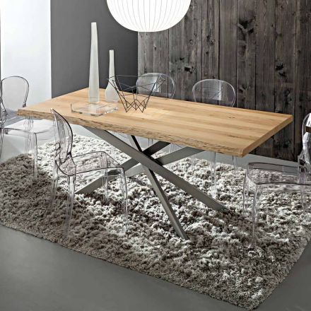 Kuchyňský stůl s deskou z odkorněného dubu Made in Italy - Carlino Viadurini