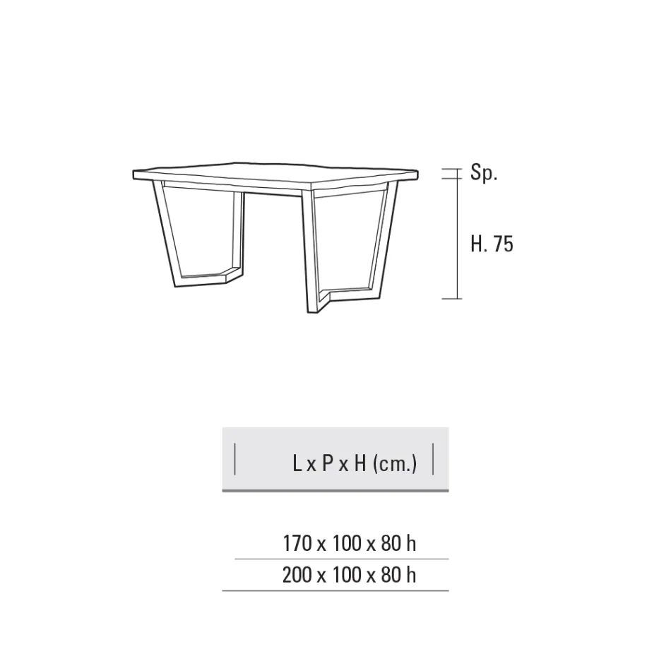 Pevný kovový kuchyňský stůl a dřevěná deska Made in Italy - Bastiano Viadurini