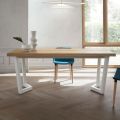 Pevný kovový kuchyňský stůl a dřevěná deska Made in Italy - Bastiano