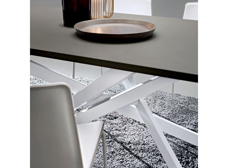Kuchyňský stůl z Fenix a bílého kovu kvality Made in Italy - Carlino Viadurini