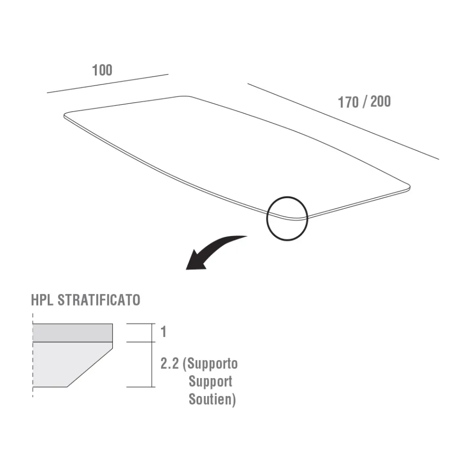 Kuchyňský stůl HPL s antracitovou kovovou základnou vyrobený v Itálii - Aresto Viadurini