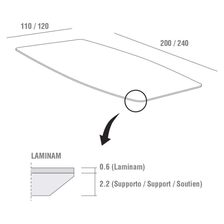 Kuchyňský stůl z lamina s kovovou konstrukcí Made in Italy - Carlino Viadurini