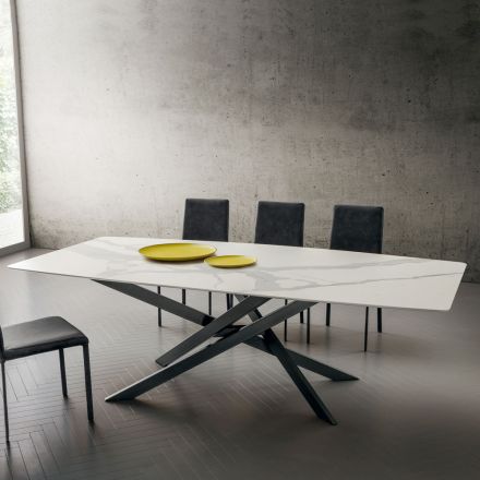 Kuchyňský stůl z lamina s kovovou konstrukcí Made in Italy - Carlino Viadurini
