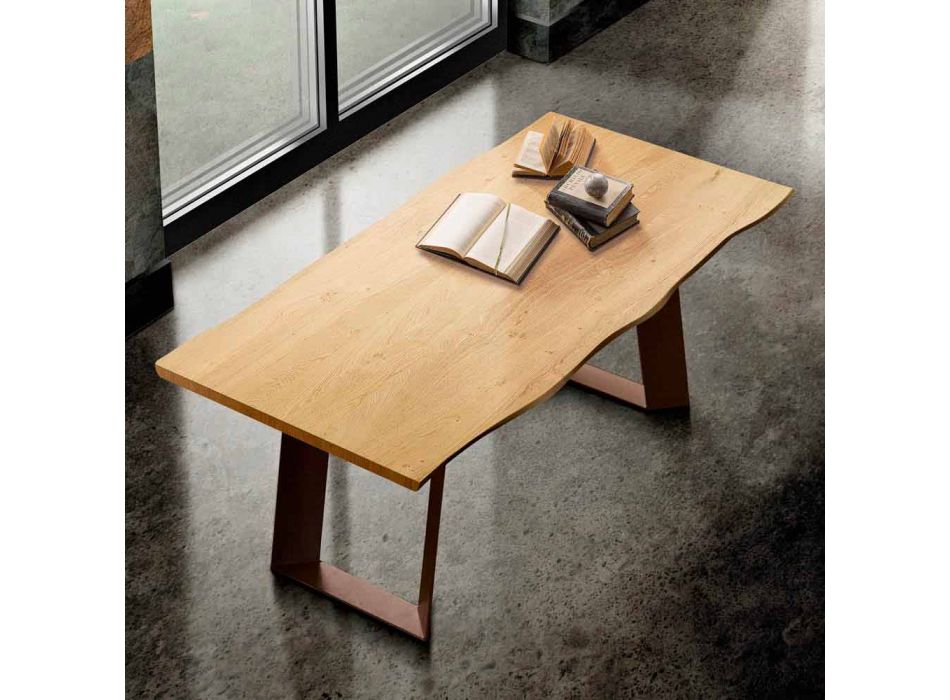 Kuchyňský stůl z masivu a kovu vyrobený v Itálii, Flora Viadurini