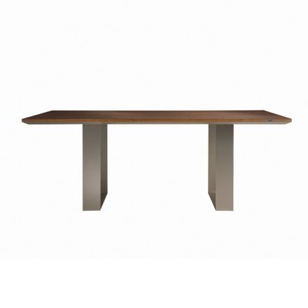 Kuchyňský stůl z masivního dřeva a železných nohou vyrobený v Itálii - Pegasus Viadurini