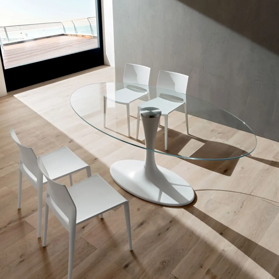 Luxusní kuchyňský stůl z tvrzeného skla a mramoru Made in Italy - Brontolo Viadurini