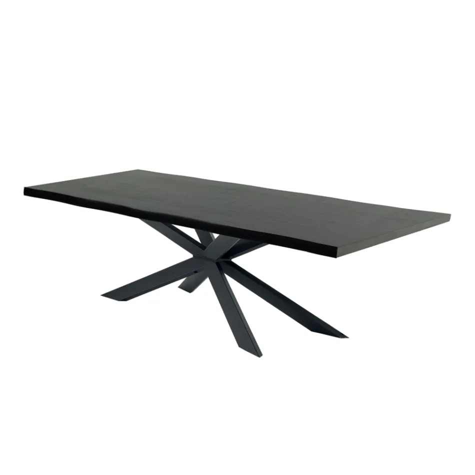 Moderní kuchyňský stůl z dýhovaného dřeva a oceli Made in Italy - Grotta Viadurini