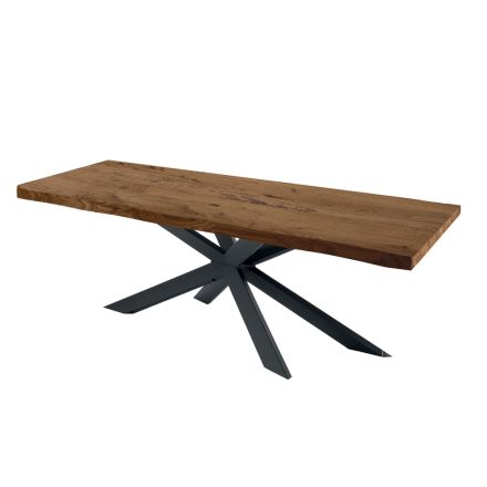 Moderní kuchyňský stůl z dýhovaného dřeva a oceli Made in Italy - Grotta Viadurini