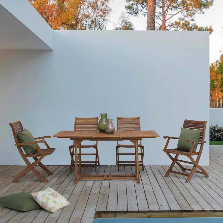 Roztažitelný venkovní stůl až 160 cm v akátovém dřevě - cloud Viadurini