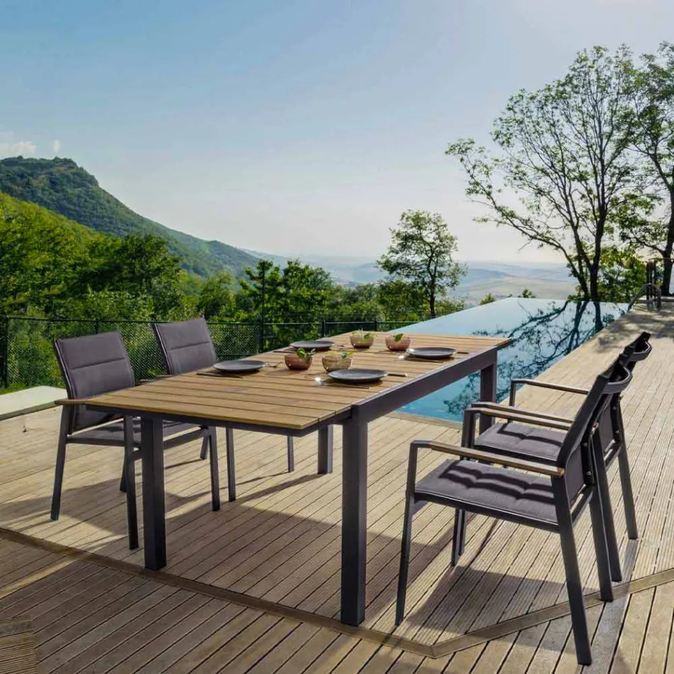 Roztažitelný venkovní stůl do 200 cm s povrchem Top in Teak - povrch Bobel Viadurini