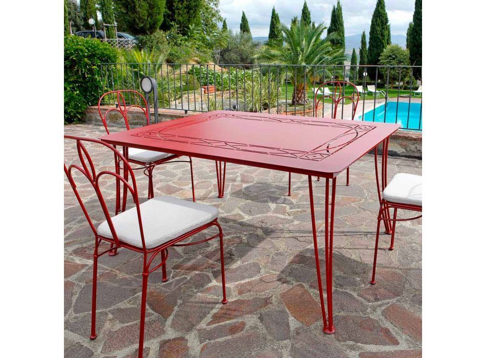 Řemeslný venkovní stůl z lakovaného železa vyrobený v Itálii - Zagato Viadurini