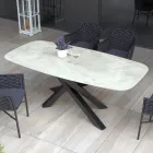 Venkovní stůl s hliníkovou základnou a 12mm laminovanou HPL deskou - Zefiro Viadurini