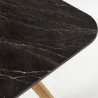 Venkovní stůl s dřevěnou základnou a keramickou deskou Black Marquinia - Infinity Viadurini