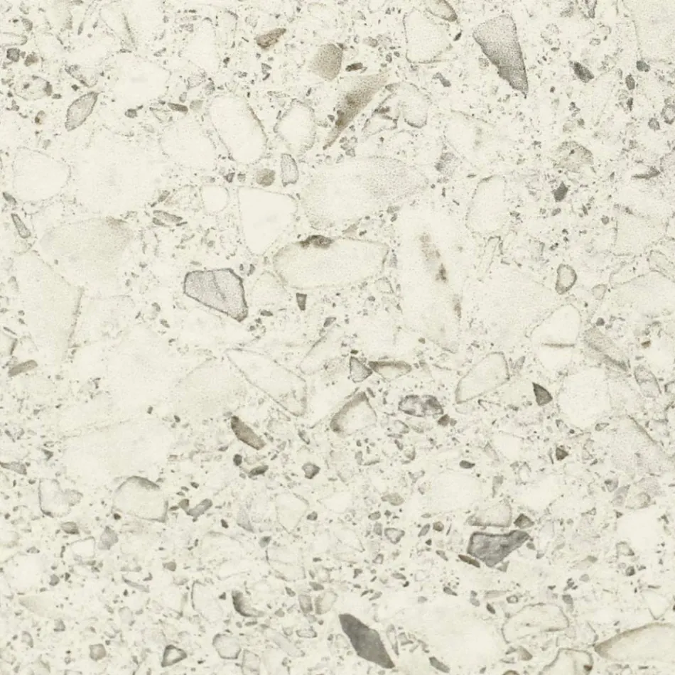 Venkovní stůl s dřevěnou základnou a keramickou deskou Terrazzo White - Infinity Viadurini