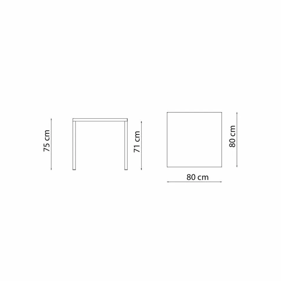 Moderní stohovatelný čtvercový kovový venkovní stůl vyrobený v Itálii - Aila Viadurini