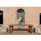 Venkovní stůl v povrchové úpravě Okumè Microcement a Teak Made in Italy - Tužka Viadurini