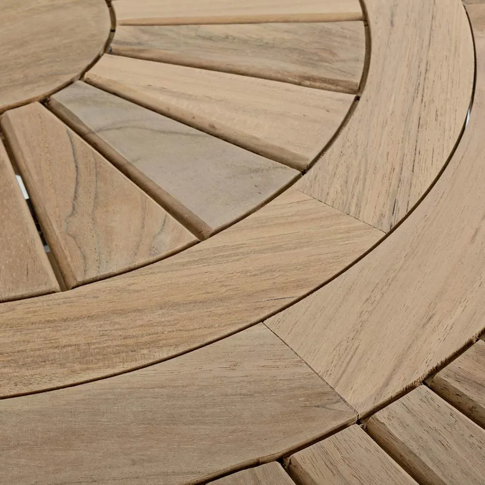 Venkovní teakový stůl s otočnou centrální deskou, Homemotion - Dimitris Viadurini