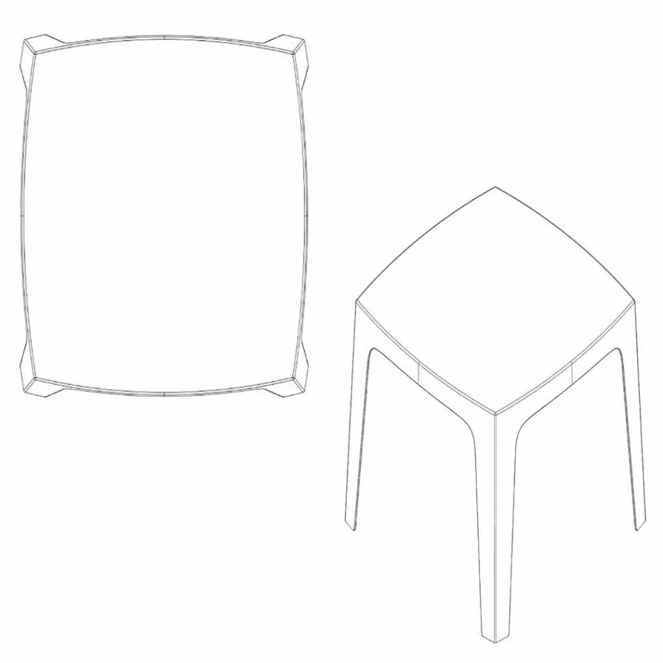 Masivní čtvercový venkovní stůl značky Vondom z polypropylenu, design Viadurini