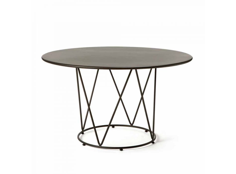 Kulatý moderní venkovní stůl z lakovaného kovu vyrobený v Itálii - Ibra Viadurini