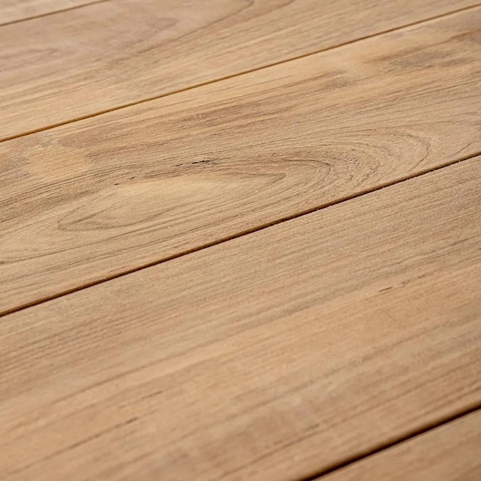 Zahradní stůl 180x90 cm s hliníkovou základnou a teakovou deskou - průměr Viadurini