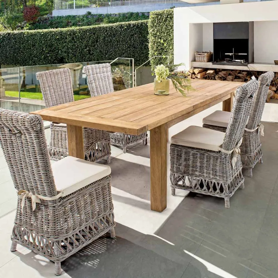 Homemotion - Hunter Teak Wood Rozkládací zahradní stůl do 250 cm Viadurini