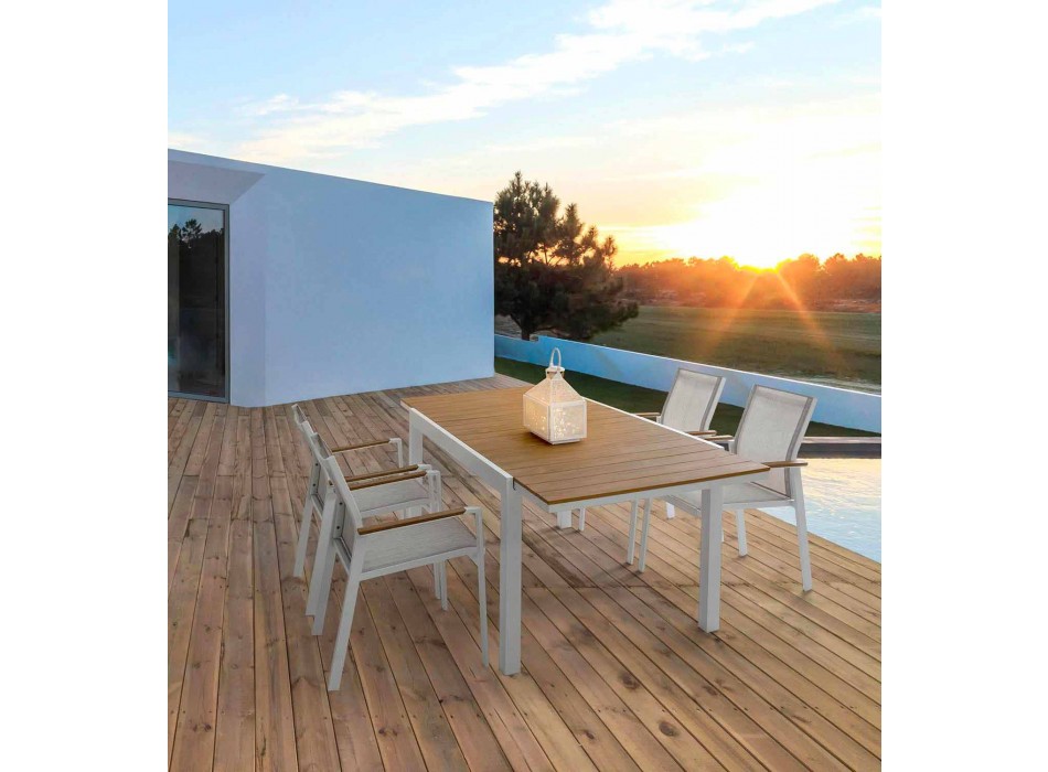 Rozkládací zahradní stůl z bílého hliníku Moderní Homemotion - Sciullo Viadurini