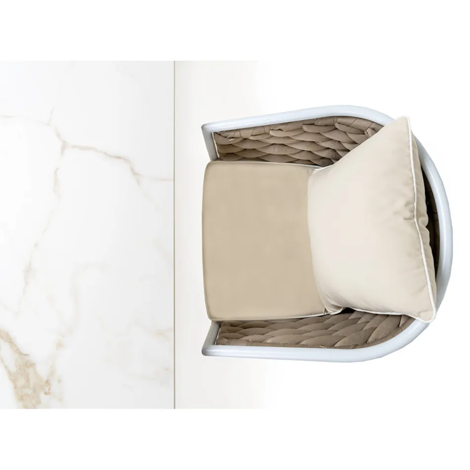 Zahradní stůl se 4 židlemi z hliníku a tkaní - Artes Viadurini