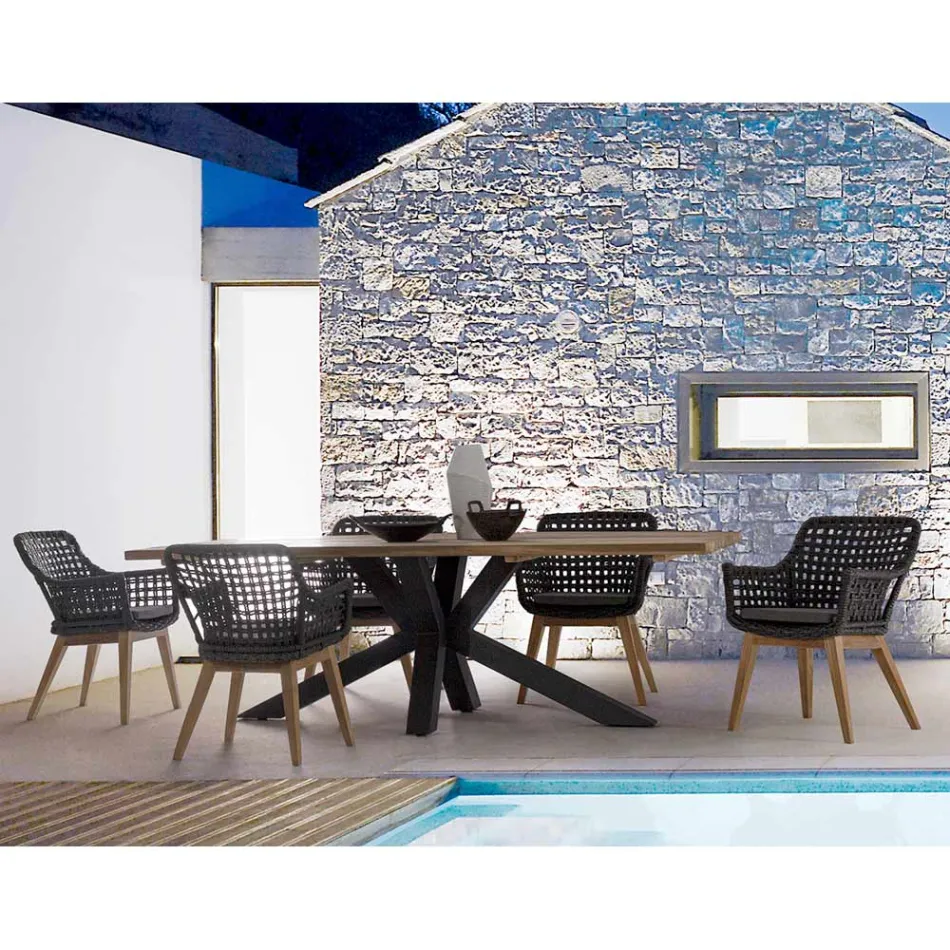 Zahradní stůl s top z teakového dřeva od Homemotion - Cowen Design Viadurini