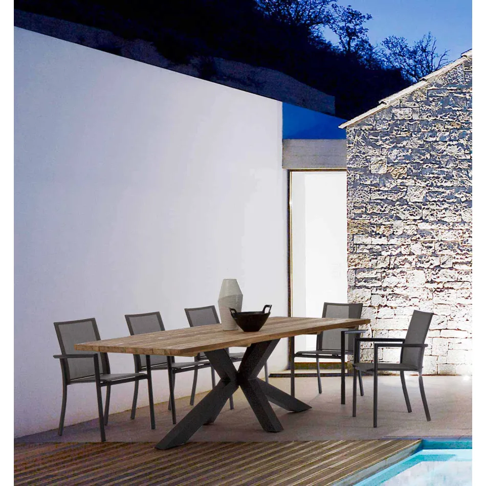 Zahradní stůl s top z teakového dřeva od Homemotion - Cowen Design Viadurini