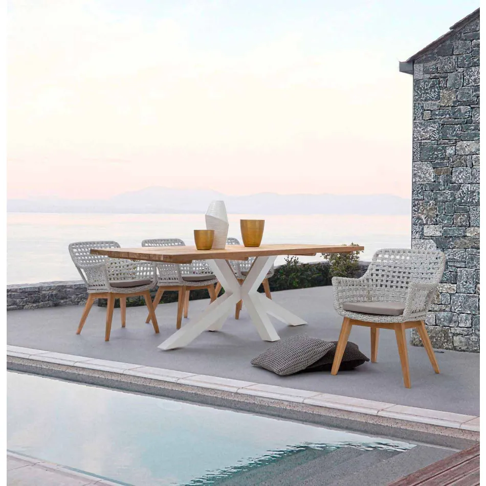 Zahradní stůl s top z teakového dřeva od Homemotion - Cowen Design Viadurini