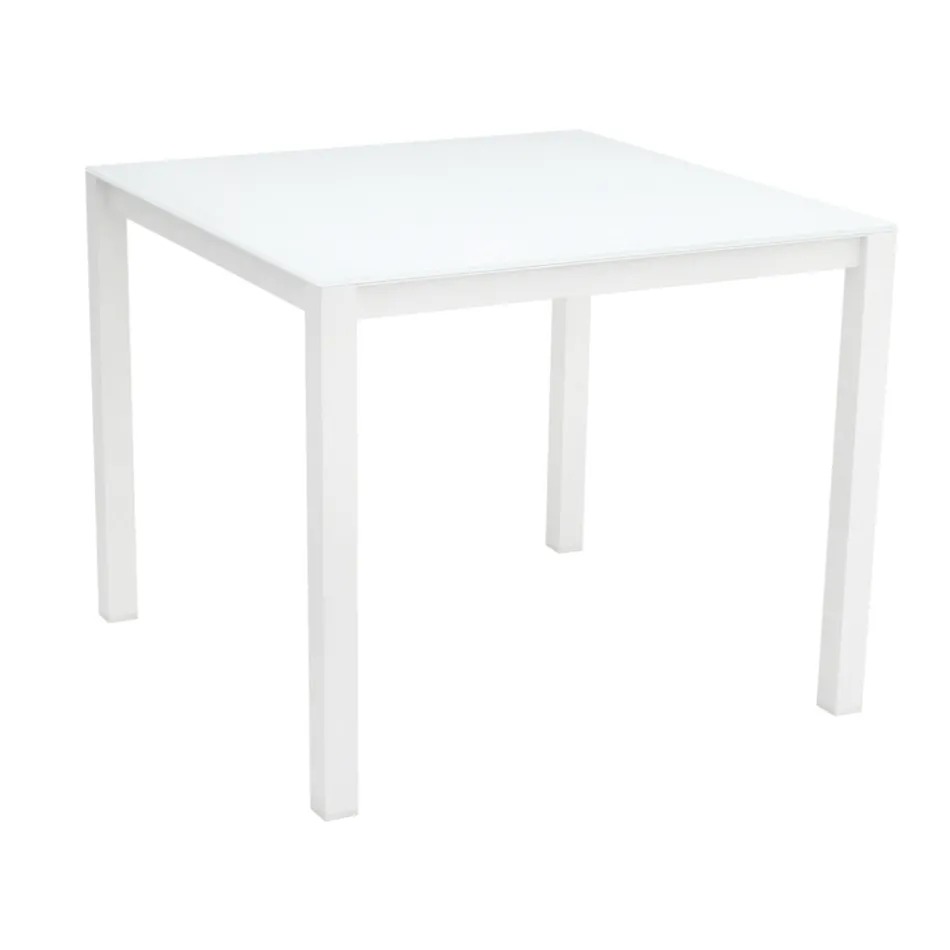 Zahradní stůl s lakovanou hliníkovou konstrukcí a skleněnou deskou - Salim Viadurini