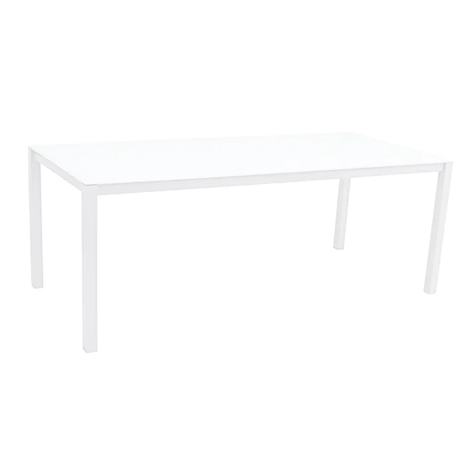 Zahradní stůl s lakovanou hliníkovou konstrukcí a skleněnou deskou - Salim Viadurini