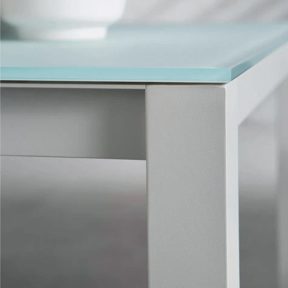 Zahradní stůl s lakovanou hliníkovou konstrukcí a skleněnou deskou - Salim Viadurini