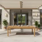 Zahradní stůl s kartáčovanou přírodní strukturou z teaku - Artes Viadurini