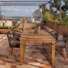 Zahradní stůl s kartáčovanou přírodní strukturou z teaku - Artes Viadurini