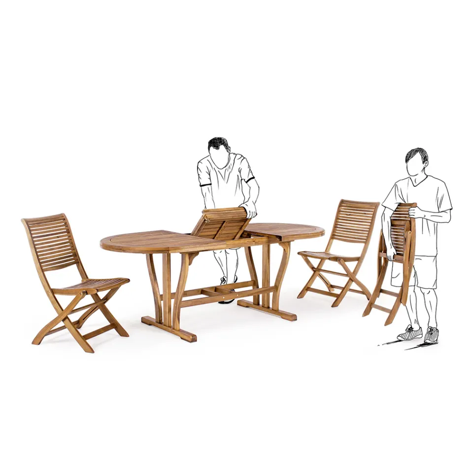 Rozkládací designový zahradní stůl až 200 cm oválný ze dřeva - Roxen Viadurini