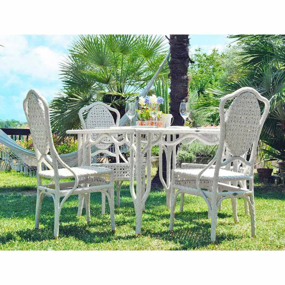 Stolek se skleněnou deskou projektování zahrady Romeo, ruční Viadurini