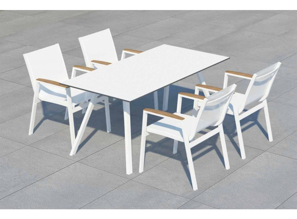 Zahradní stůl v moderním designu z bílého hliníku a laminátu - Oceania2 Viadurini