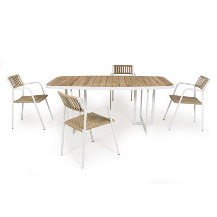 Hliníkový a týkový zahradní stůl se 4 židlemi - Eugene Viadurini