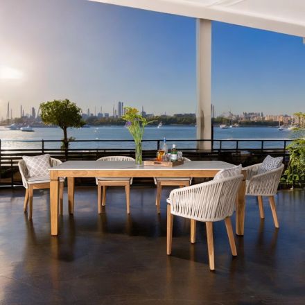 Zahradní stůl z přírodního teaku a keramické desky - Artes Viadurini