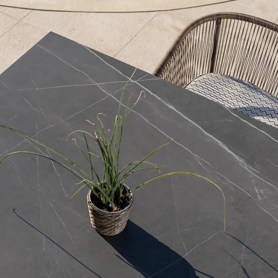 Zahradní stůl z přírodního teaku a keramické desky - Artes Viadurini