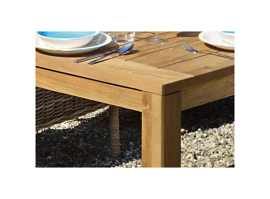Zahradní stůl vyrobený z moderního recyklovaného teakového dřeva - Gudrun Viadurini