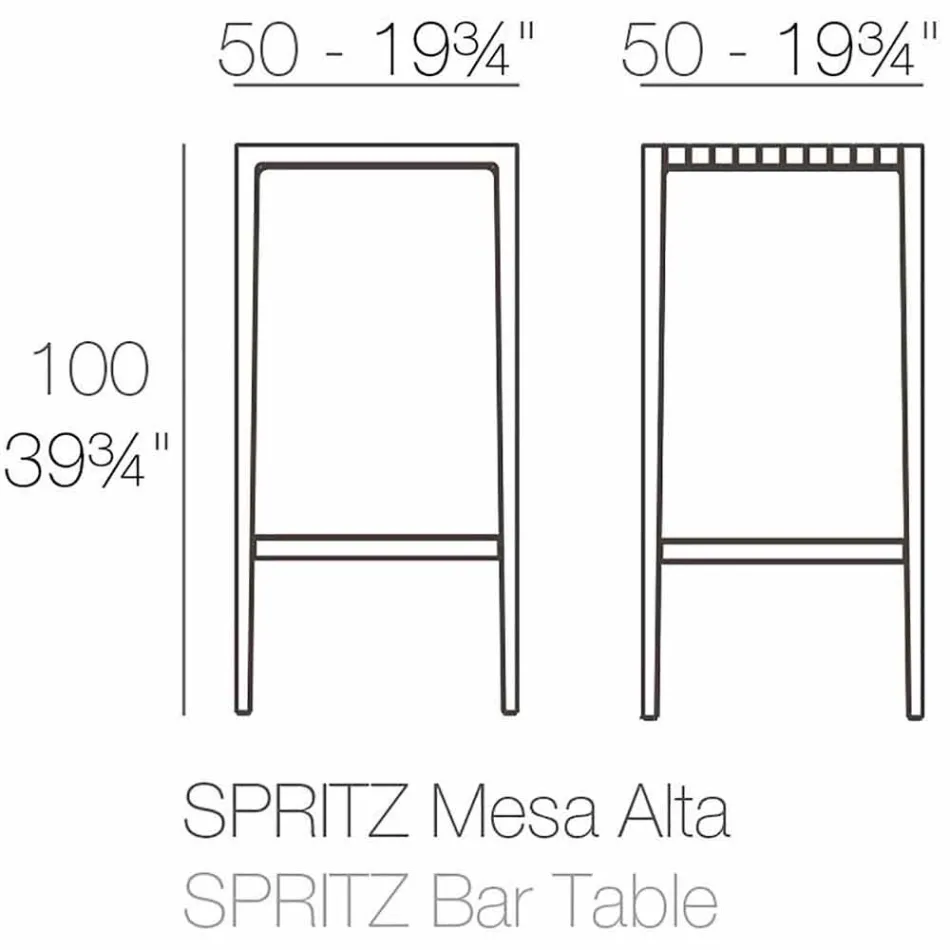 Spritz zahradní stůl Vondom v polypropylenu a sklolaminátu Viadurini